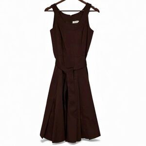Calvin Klein Chocolate Brown Belted Midi Dress